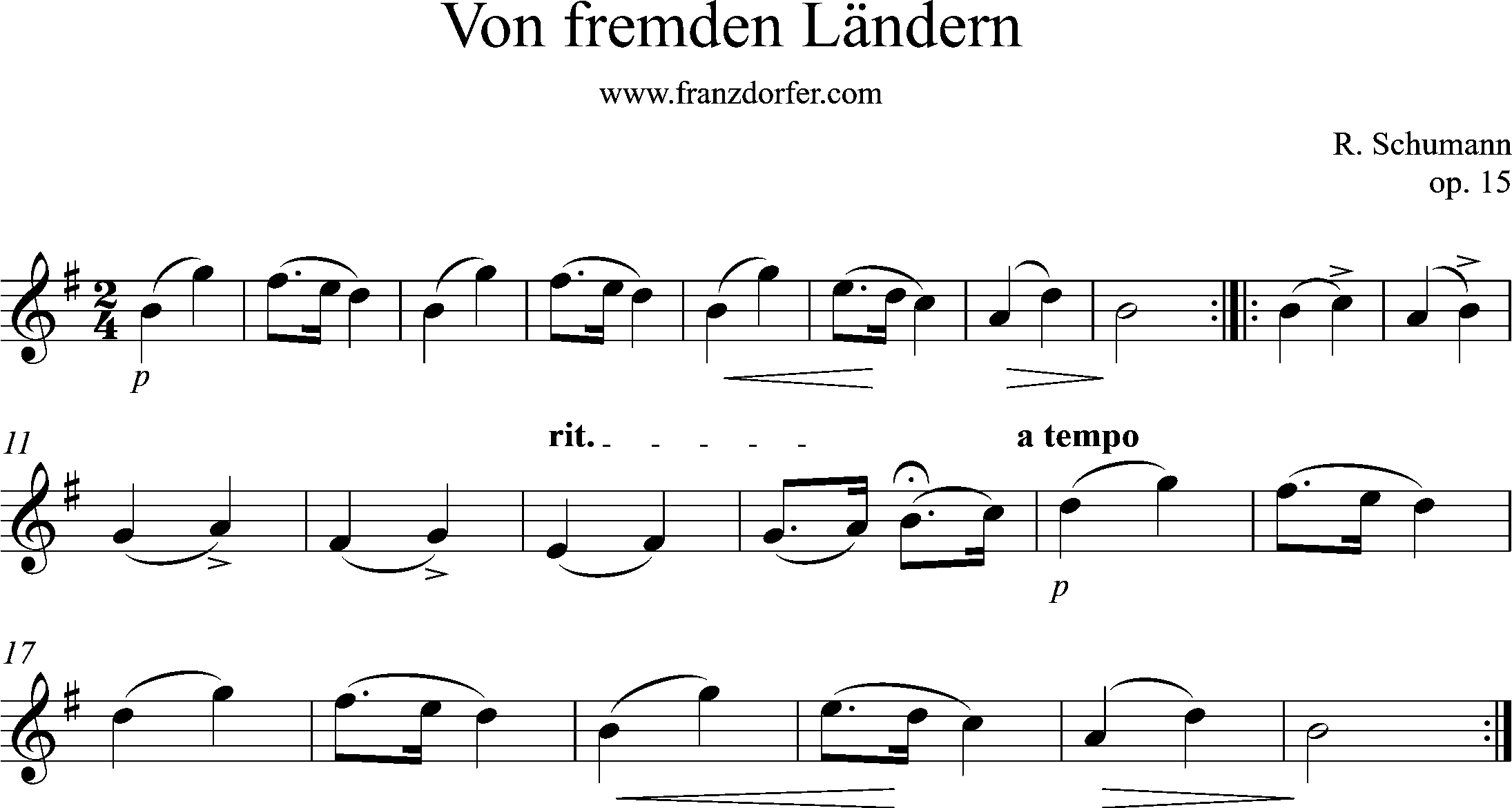 Solopart, Von fremden Ländern, G-Major